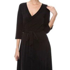 Janette Fashion Black Solid Faux Wrap Maxi Dress